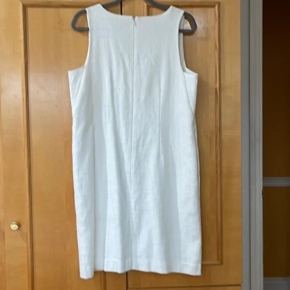 New Loft Size 10 95% cotton 1% spandex white sleeveless dress fully lined🍀🍀 - Picture 2 of 7